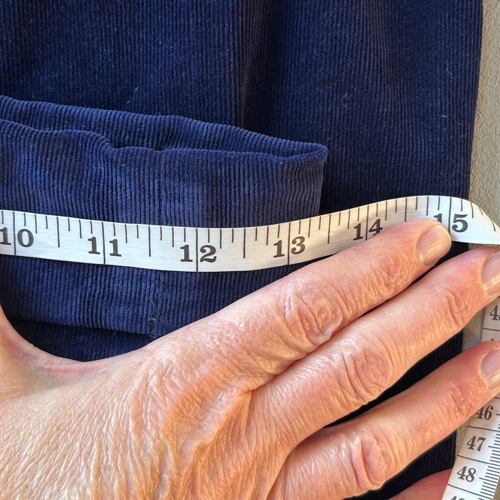 Mother The Big-League Prep‎ Cuff Heel Corduroy Pants Navy Blue Wide Leg - Picture 5 of 11